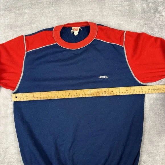 Vintage Levis Sweatshirt Mens Small Blue 2 Toned 70s 80s Crewneck Western USA - Picture 7 of 8